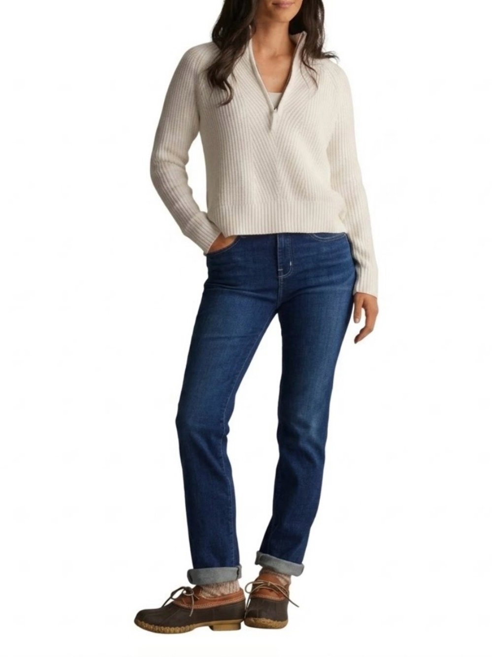 L.L. Bean Women Sz 12 True Shape Jeans High Rise Straight Leg Washed Indigo Blue